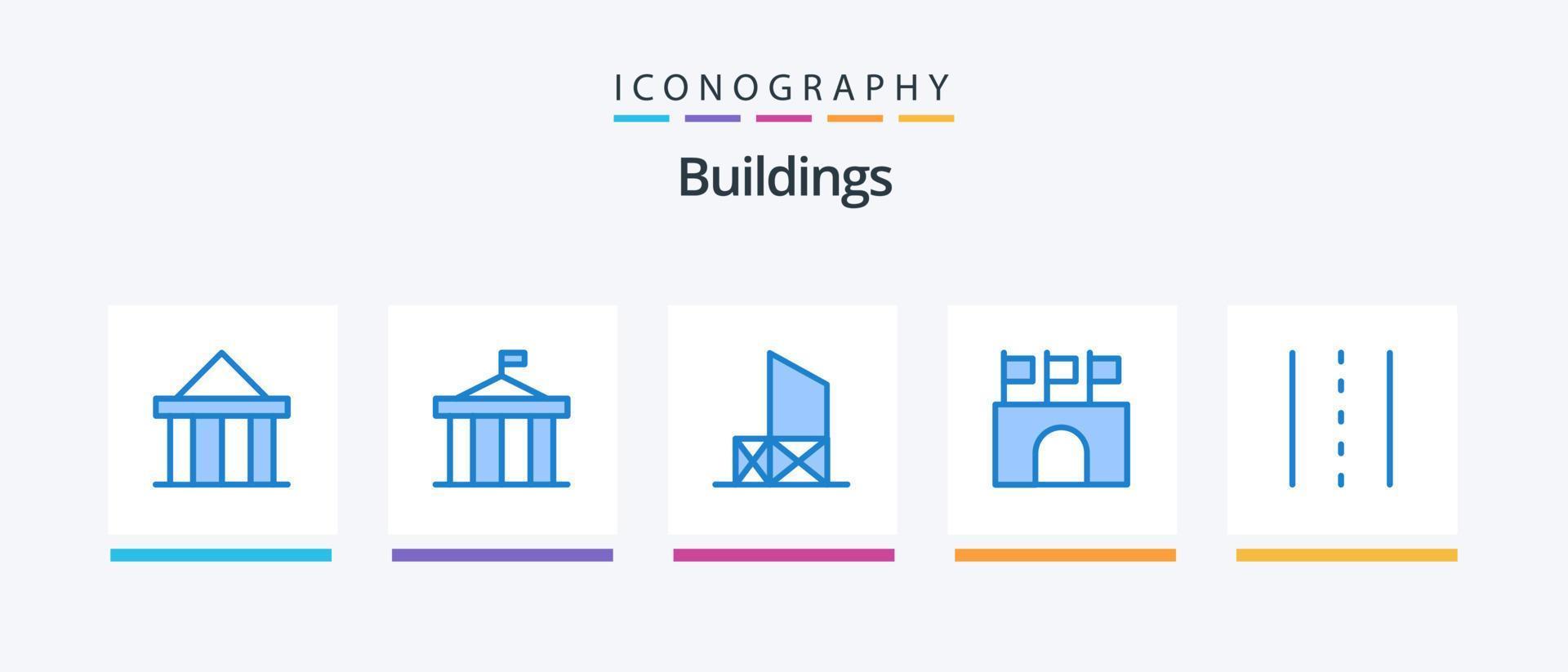 gebouwen blauw 5 icoon pak inclusief lijnen. oprit. redden. stadion. openbaar. creatief pictogrammen ontwerp vector