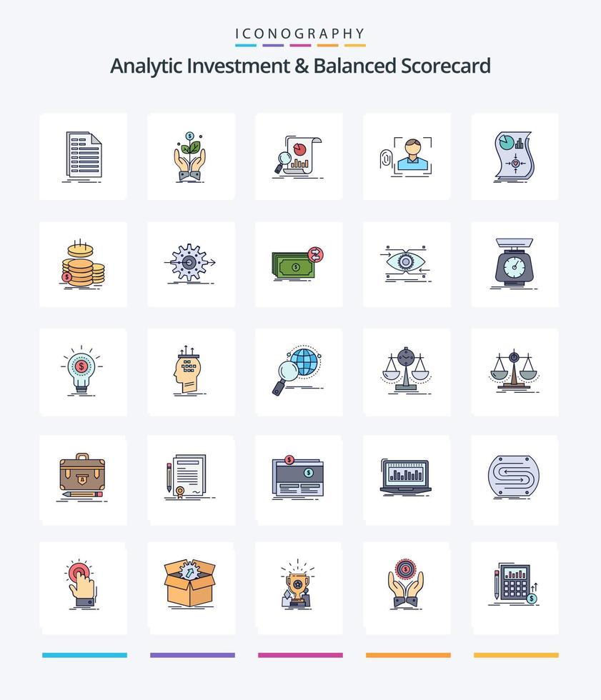 creatief analytisch investering en evenwichtig score kaart 25 lijn gevulde icoon pak zo net zo herkenning. vinger. fabriek. Onderzoek. bedrijf vector