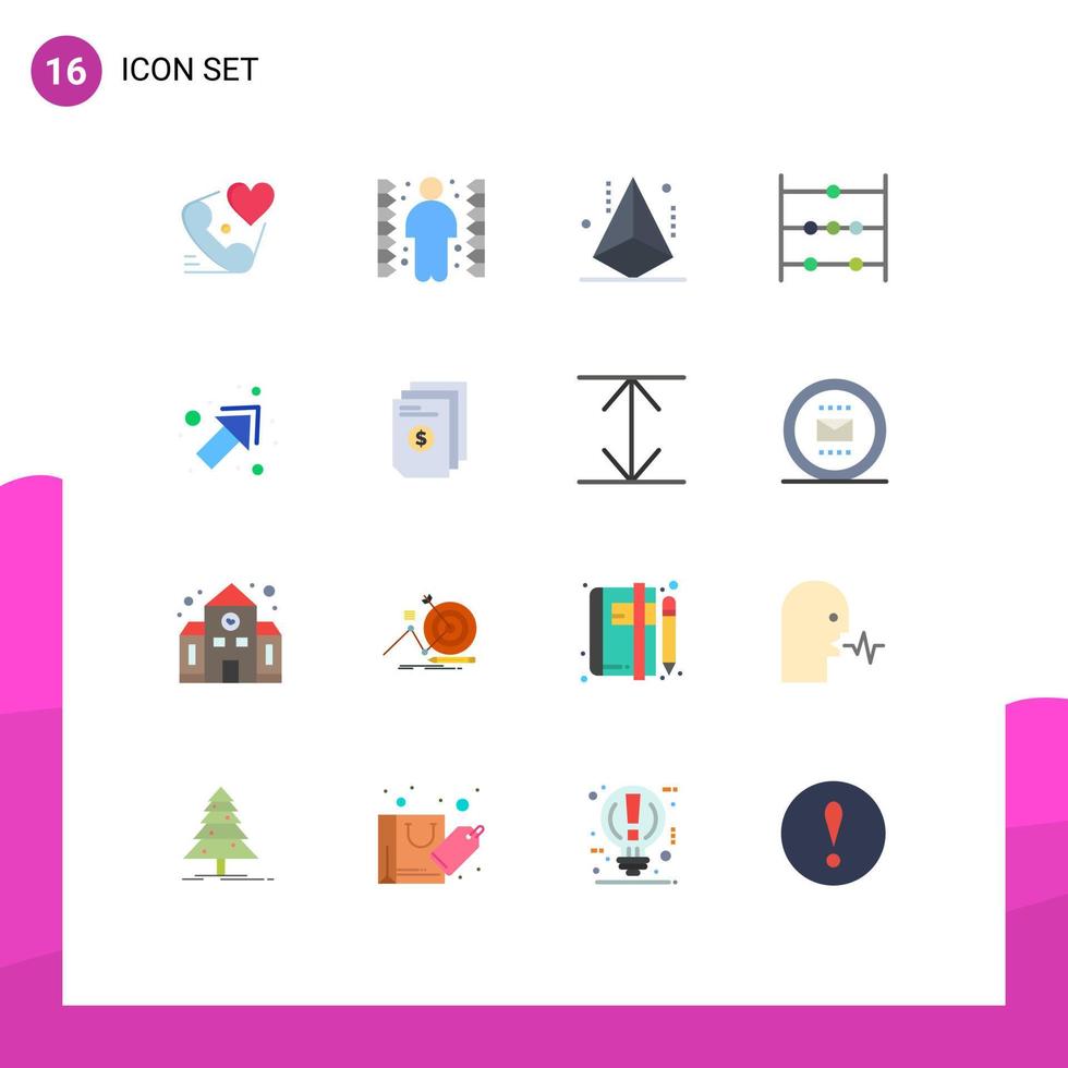 pictogram reeks van 16 gemakkelijk vlak kleuren van pijl wiskunde taak telraam modellering bewerkbare pak van creatief vector ontwerp elementen