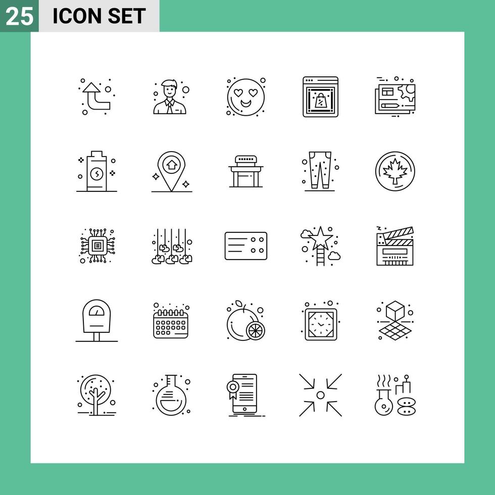 mobiel koppel lijn reeks van 25 pictogrammen van Bewerk uitrusting liefde het dossier online bewerkbare vector ontwerp elementen