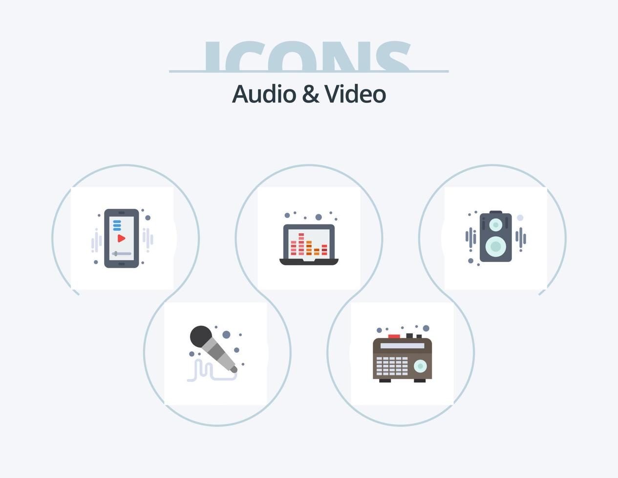 audio en video vlak icoon pak 5 icoon ontwerp. . luidspreker. speler. geluid. geluid frequentie vector