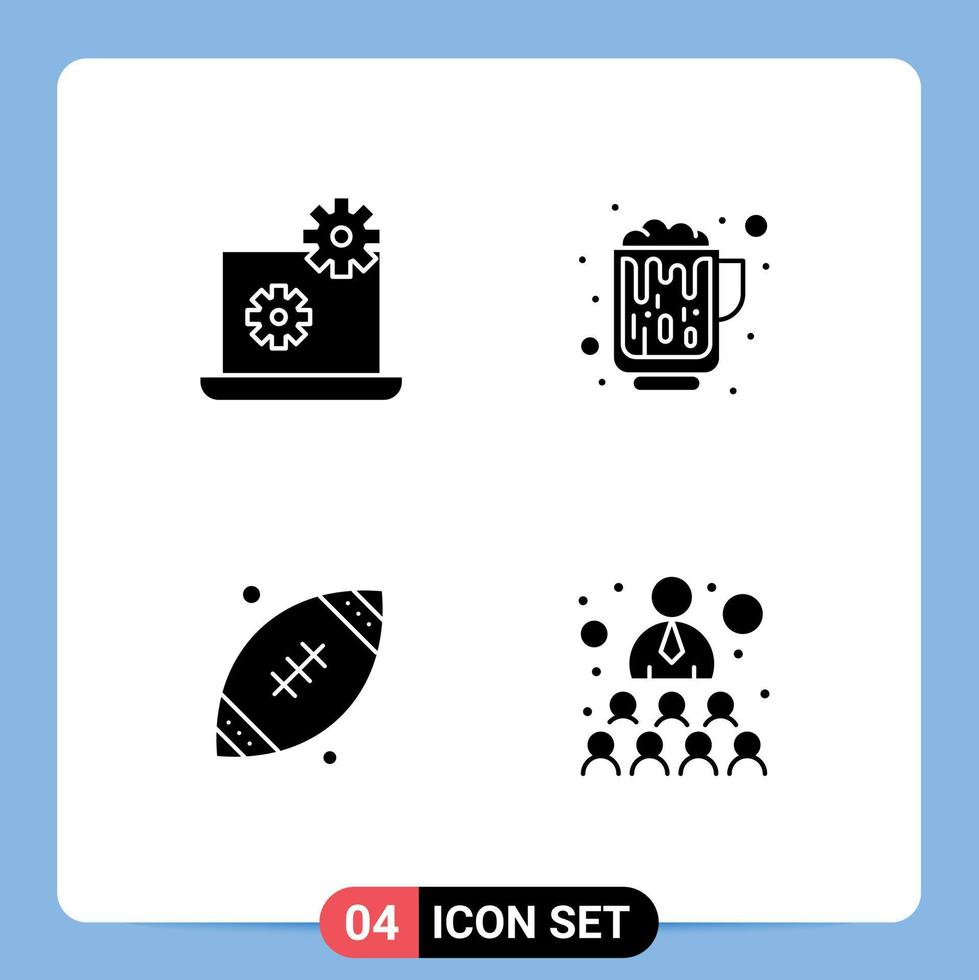 voorraad vector icoon pak van 4 lijn tekens en symbolen voor laptop sport- alcohol wijn gebouw bewerkbare vector ontwerp elementen