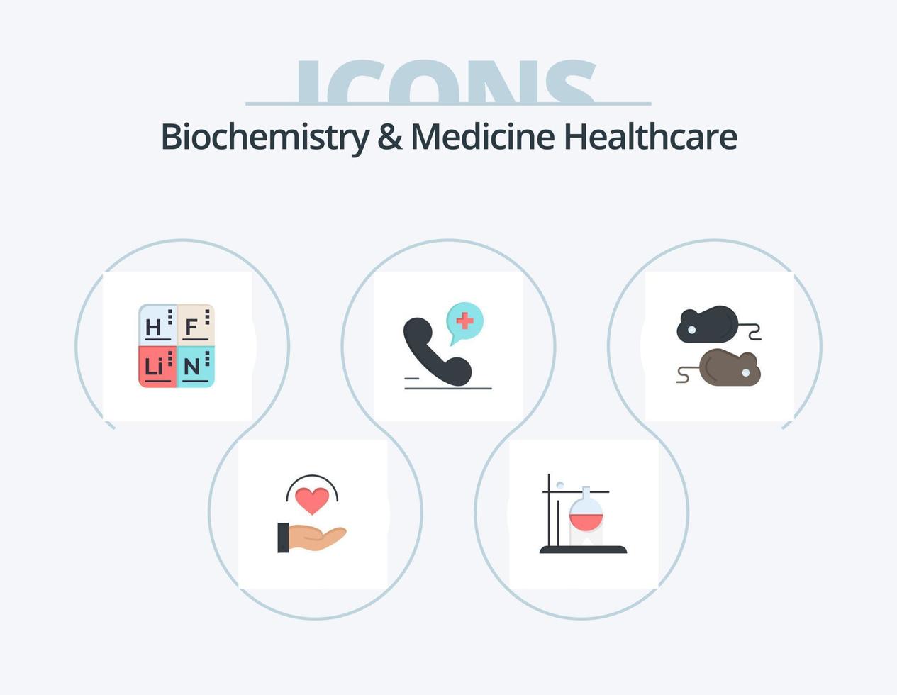 biochemie en geneeskunde gezondheidszorg vlak icoon pak 5 icoon ontwerp. testen ziekenhuis. periodiek. medisch. mobiel vector