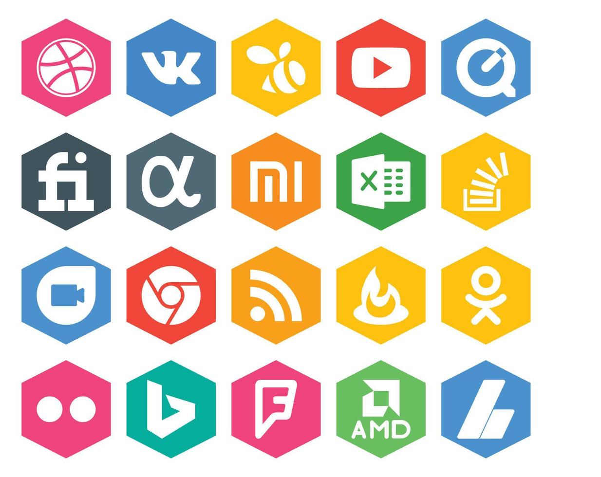 20 sociaal media icoon pak inclusief voerbrander chroom xiaomi google duo voorraad vector