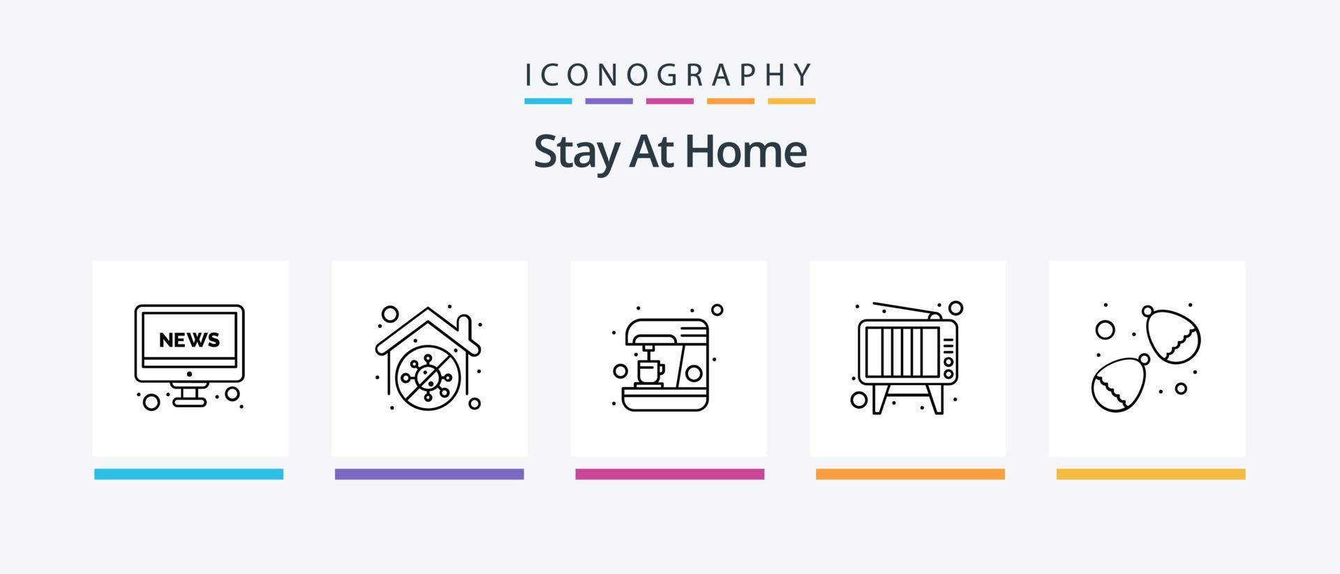 blijven Bij huis lijn 5 icoon pak inclusief huis. nacht. telefoontje doorsturen. maaltijd. diner. creatief pictogrammen ontwerp vector