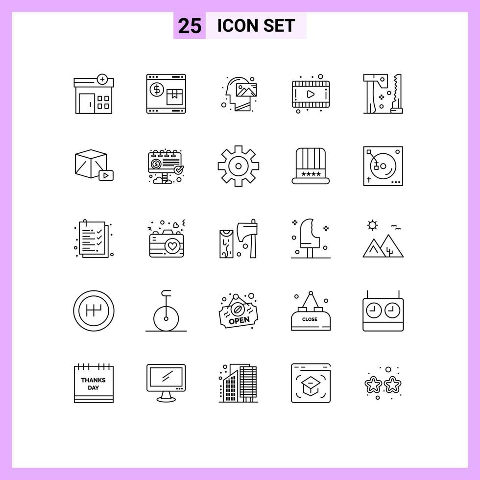 reeks van 25 modern ui pictogrammen symbolen tekens voor bouw video menselijk film visie bewerkbare vector ontwerp elementen