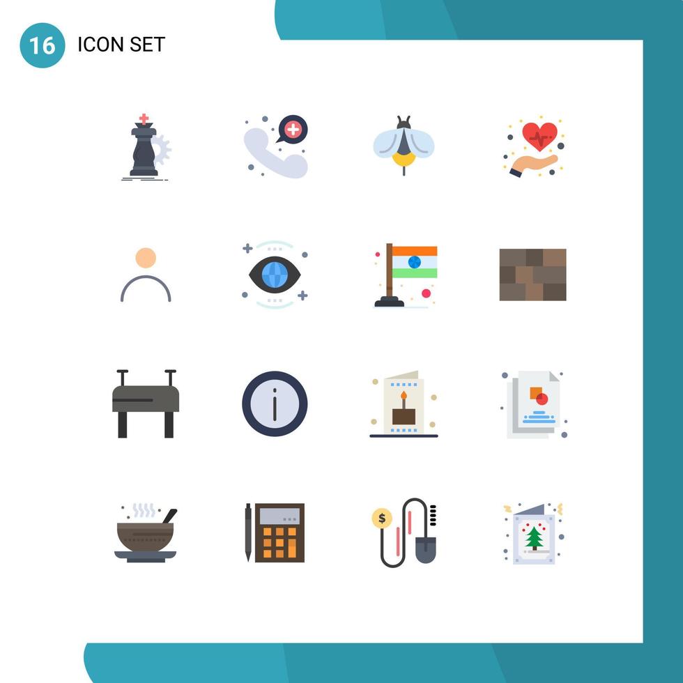 16 universeel vlak kleuren reeks voor web en mobiel toepassingen persoonlijk gezondheidszorg noodgeval telefoontje Gezondheid kever bewerkbare pak van creatief vector ontwerp elementen