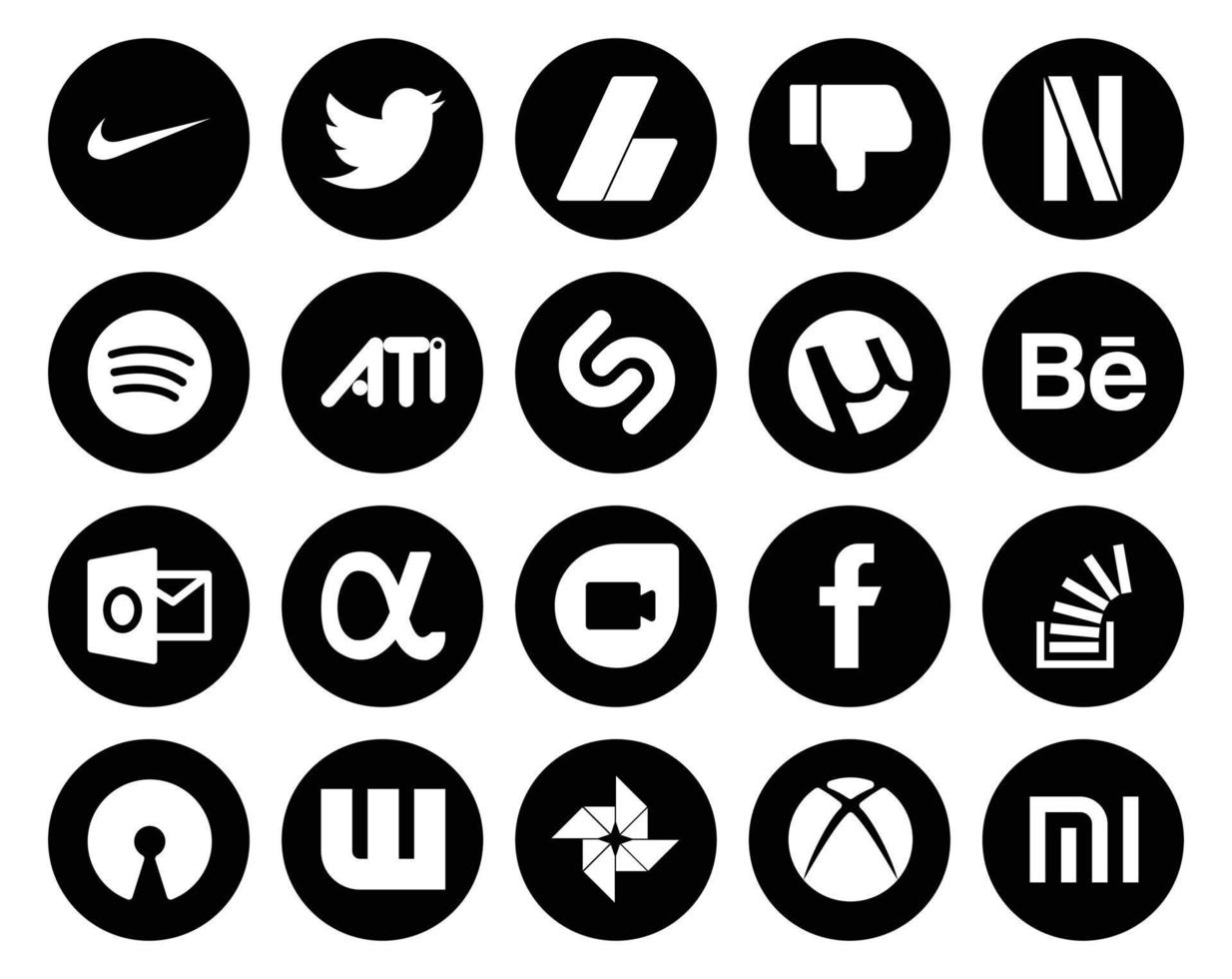 20 sociaal media icoon pak inclusief vraag facebook ati google duo vooruitzichten vector