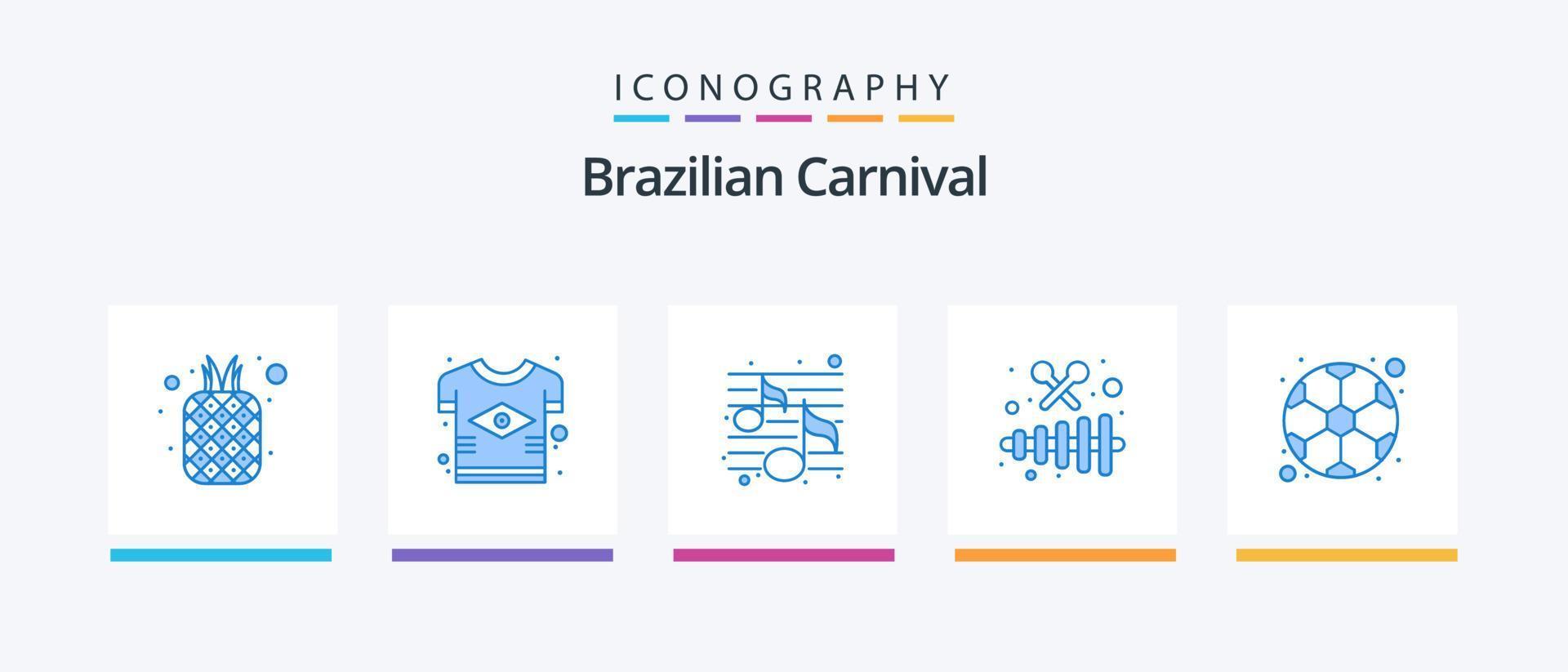 braziliaans carnaval blauw 5 icoon pak inclusief feest. muziek. vlag. instrument. feest. creatief pictogrammen ontwerp vector