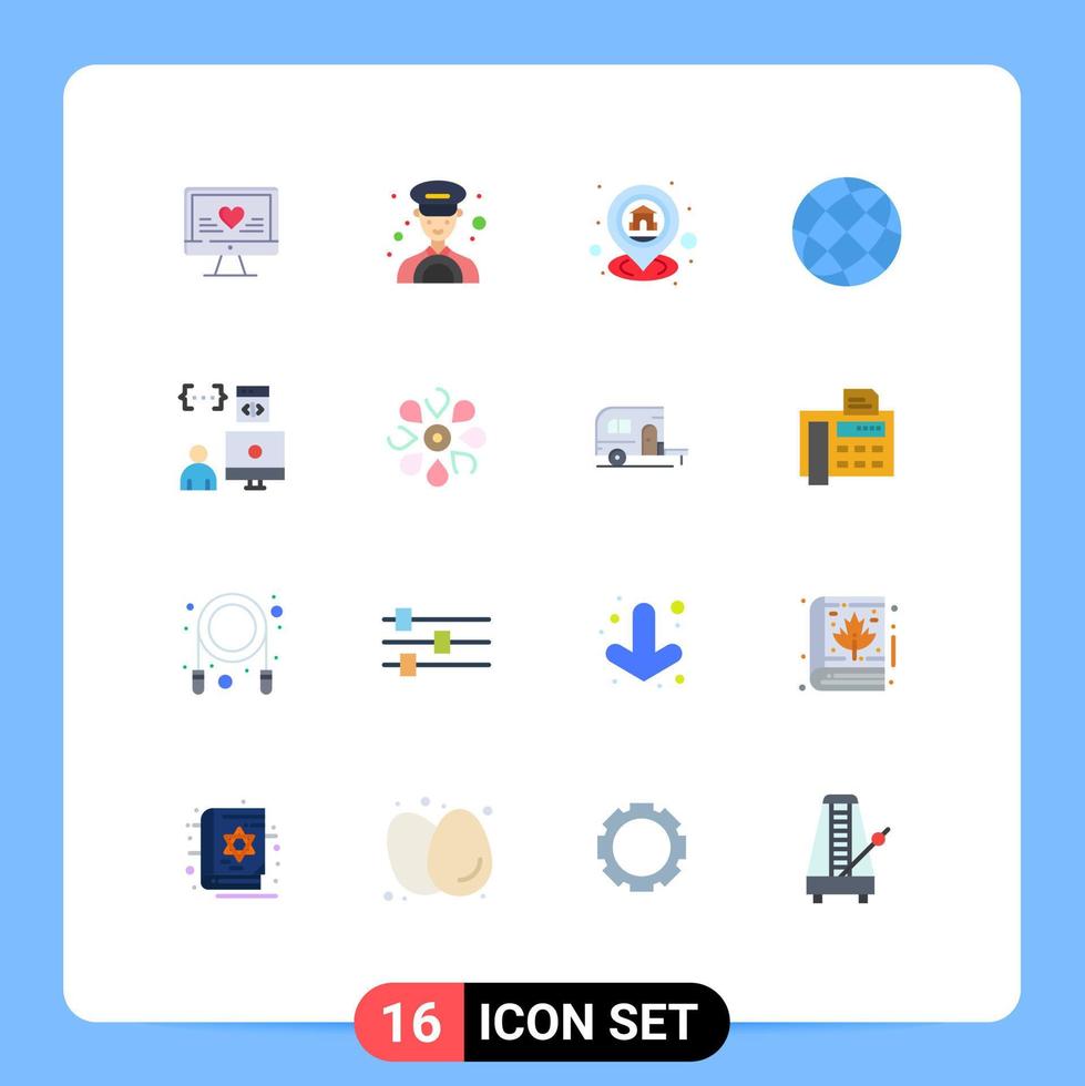 16 gebruiker koppel vlak kleur pak van modern tekens en symbolen van app aarde huis contact ons communicatie bewerkbare pak van creatief vector ontwerp elementen