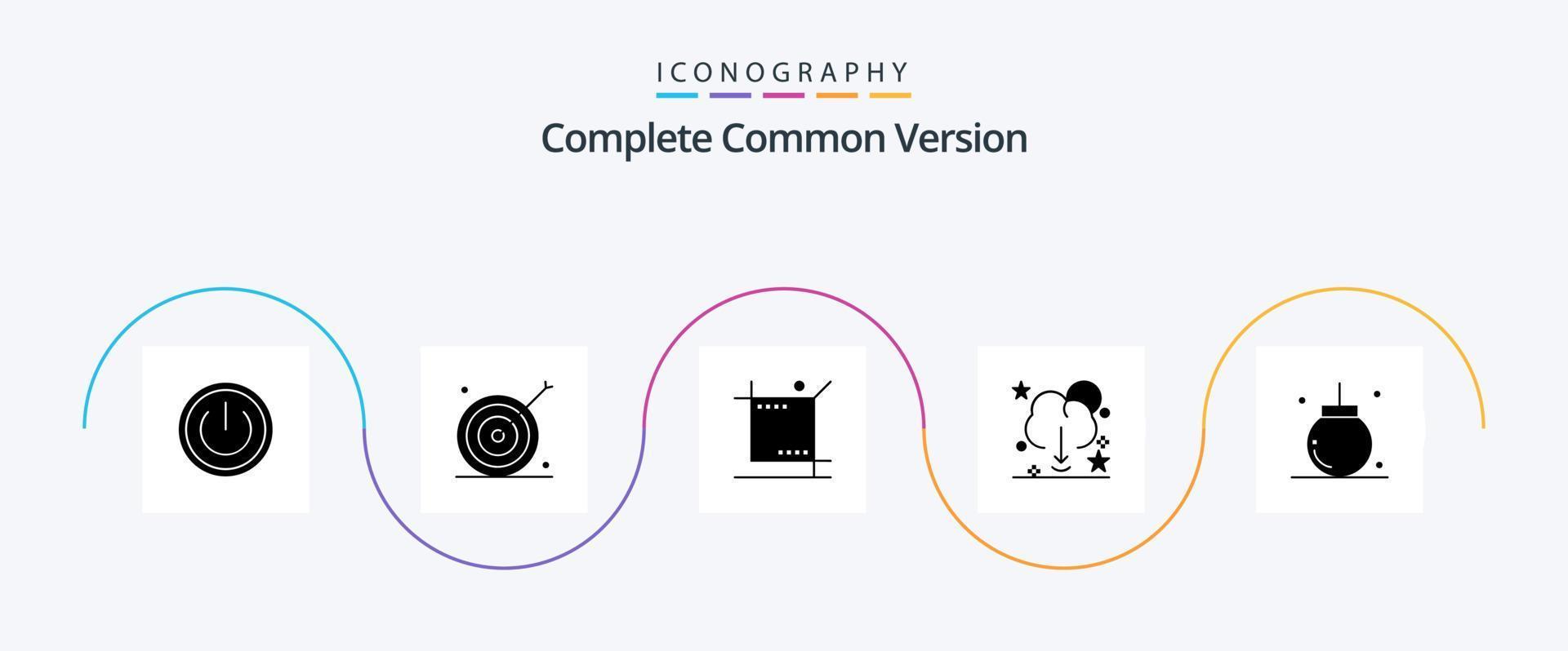 compleet gemeenschappelijk versie glyph 5 icoon pak inclusief downloaden opslaan. wolk. marketing. hulpmiddelen. grafisch vector