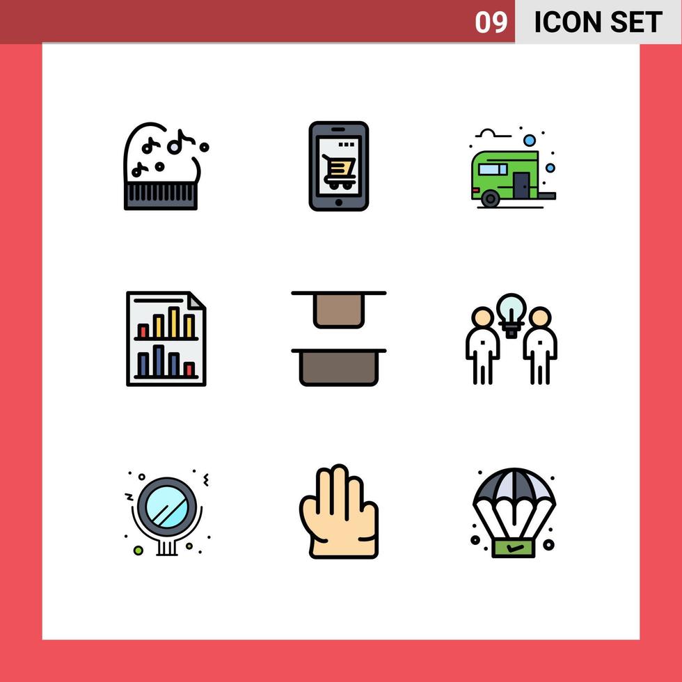 reeks van 9 modern ui pictogrammen symbolen tekens voor verslag doen van bladzijde bus gegevens zomer bewerkbare vector ontwerp elementen