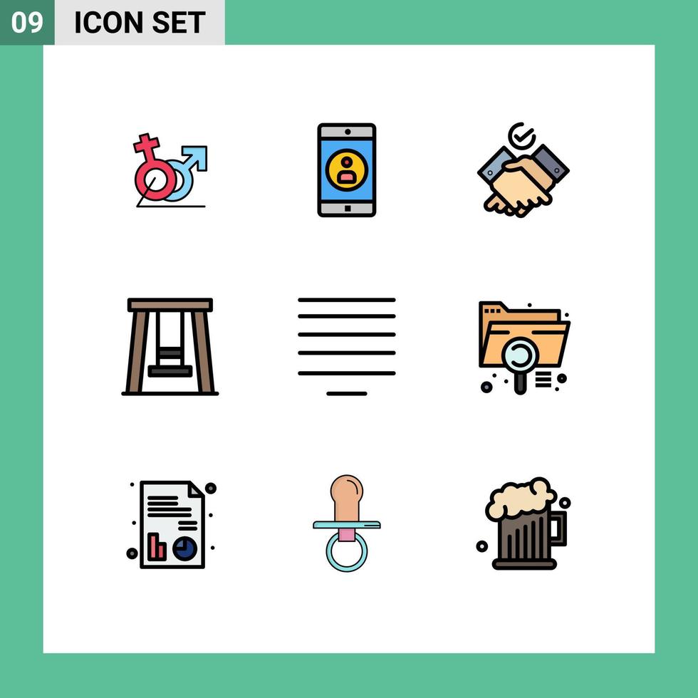 voorraad vector icoon pak van 9 lijn tekens en symbolen voor tekst uitlijnen profiel schommel kinderen bewerkbare vector ontwerp elementen