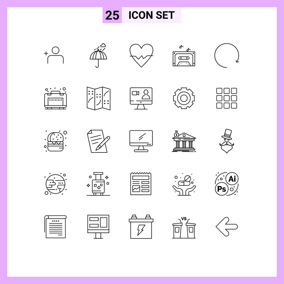 25 gebruiker koppel lijn pak van modern tekens en symbolen van draaien pijl hart plakband muziek- bewerkbare vector ontwerp elementen