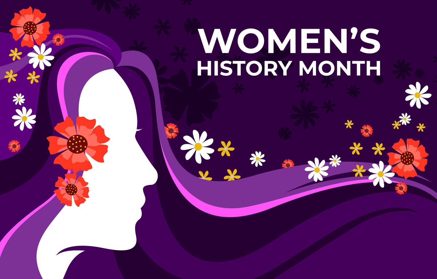 vrouwen historische maand met paarse achtergrond vector