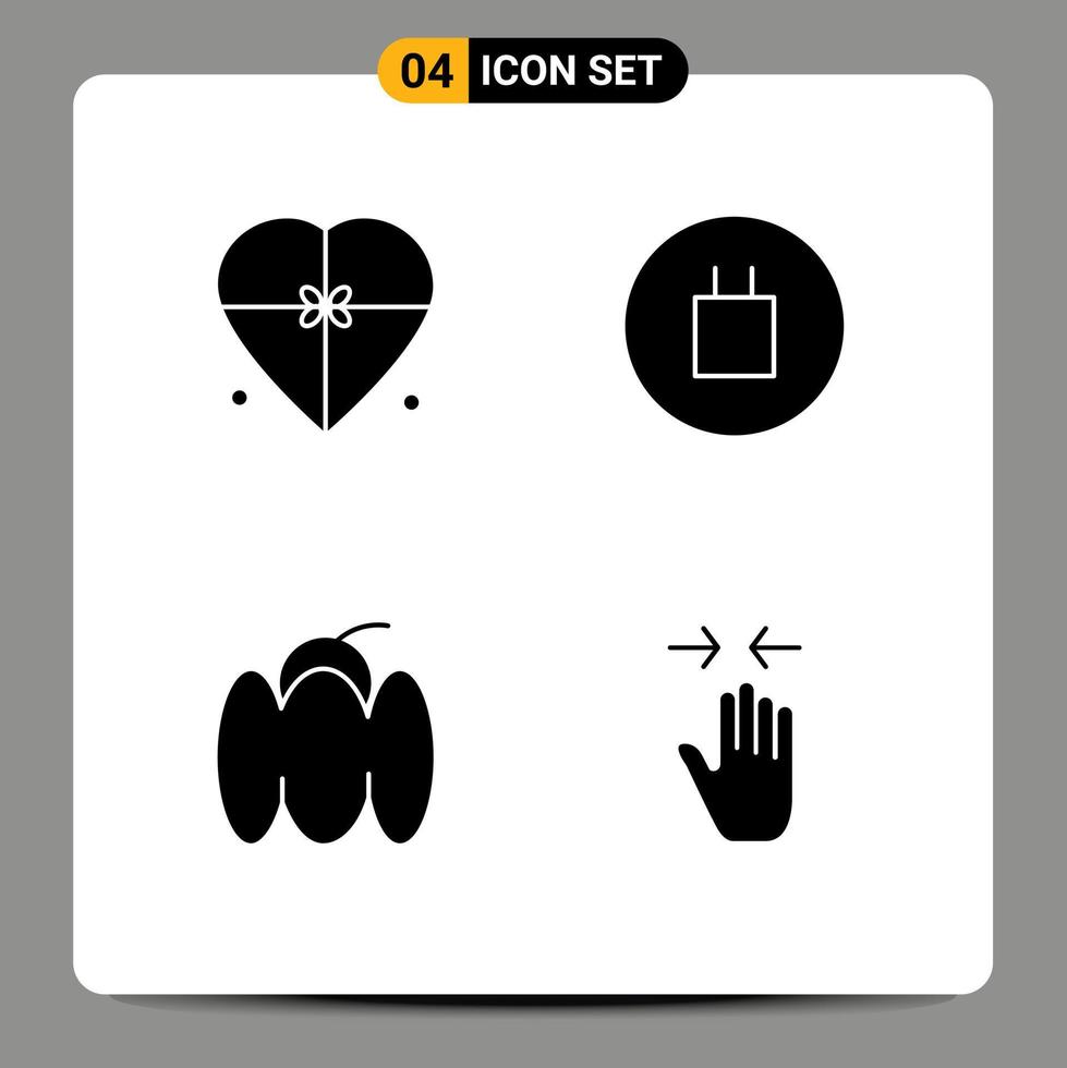 voorraad vector icoon pak van 4 lijn tekens en symbolen voor doos voedsel liefde overtuigingen groenten bewerkbare vector ontwerp elementen