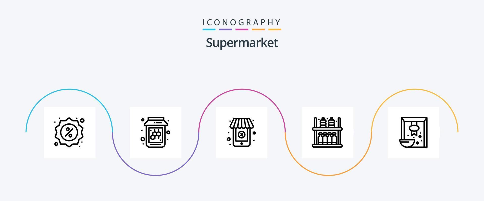 supermarkt lijn 5 icoon pak inclusief rijst. graan. winkelen. Afdeling. plank vector