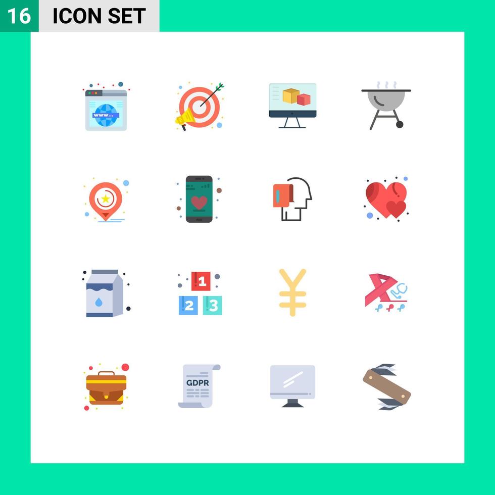 reeks van 16 modern ui pictogrammen symbolen tekens voor afzet plaats afzet rooster berekenen bewerkbare pak van creatief vector ontwerp elementen
