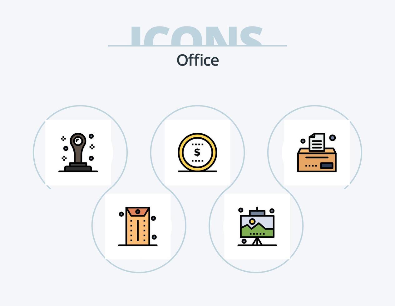 kantoor lijn gevulde icoon pak 5 icoon ontwerp. . kantoor. kantoor. notebook. peilen vector