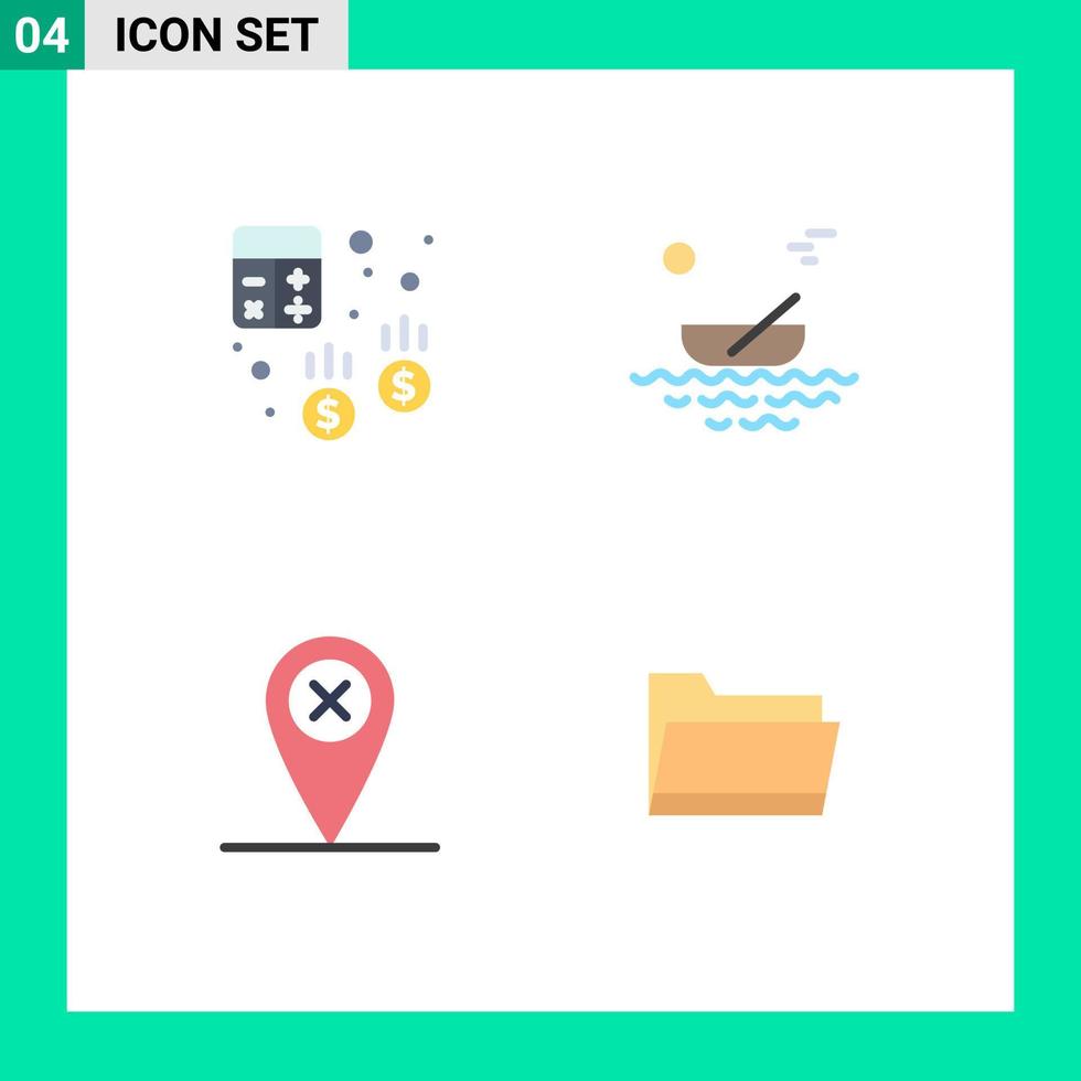 4 vlak icoon concept voor websites mobiel en apps account vervoer rekenmachine kano's kruis bewerkbare vector ontwerp elementen