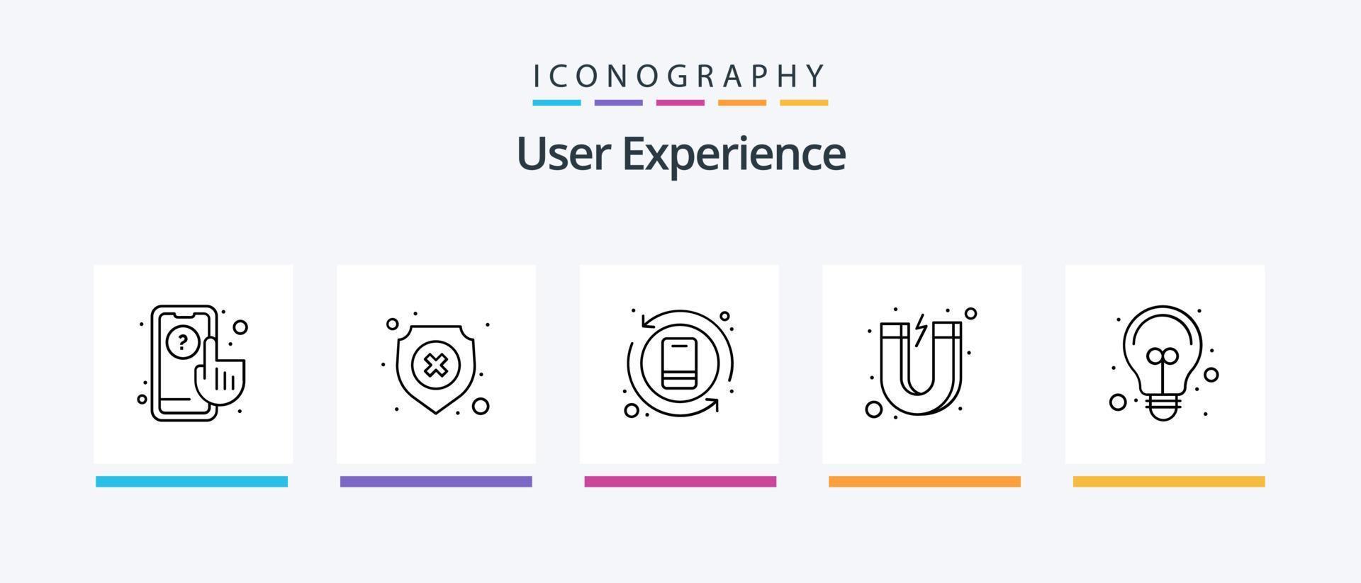 gebruiker ervaring lijn 5 icoon pak inclusief roepen. werkwijze. versnelling. ux. actie. creatief pictogrammen ontwerp vector