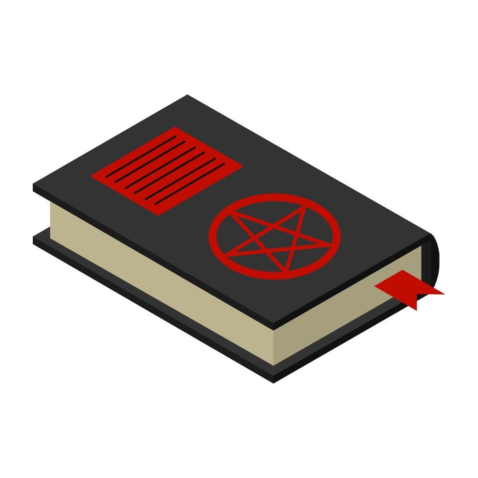 isometrisch satanisch boek op witte achtergrond vector