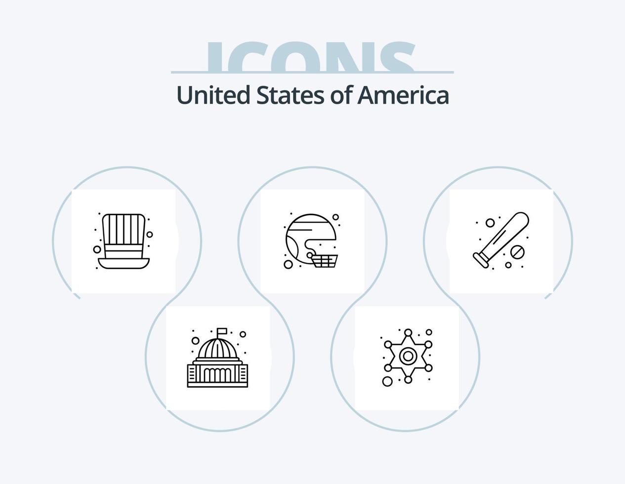 Verenigde Staten van Amerika lijn icoon pak 5 icoon ontwerp. Wisconsin. staten. politie. kaart. vlag vector