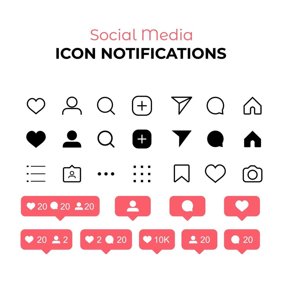 social media icon notofication vector