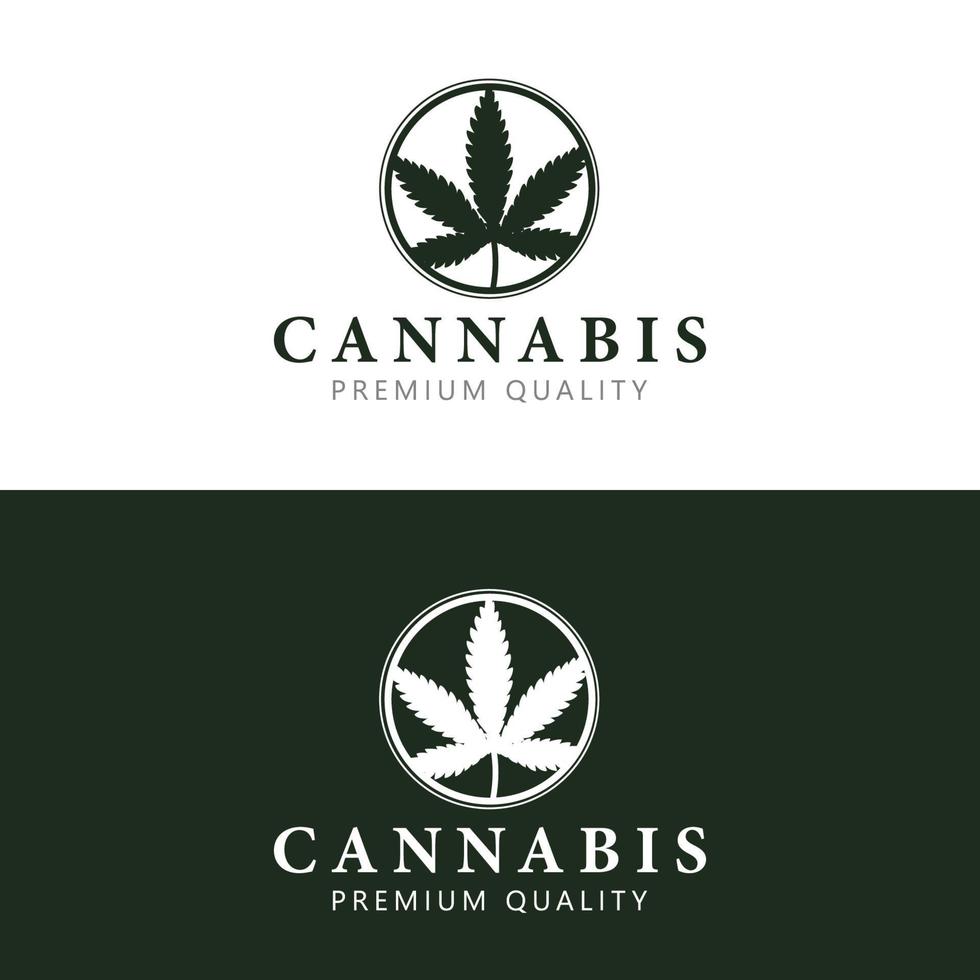 cannabis logo sjabloon met blad van marihuana in cirkel. cannabis vector logo ontwerp afbeelding