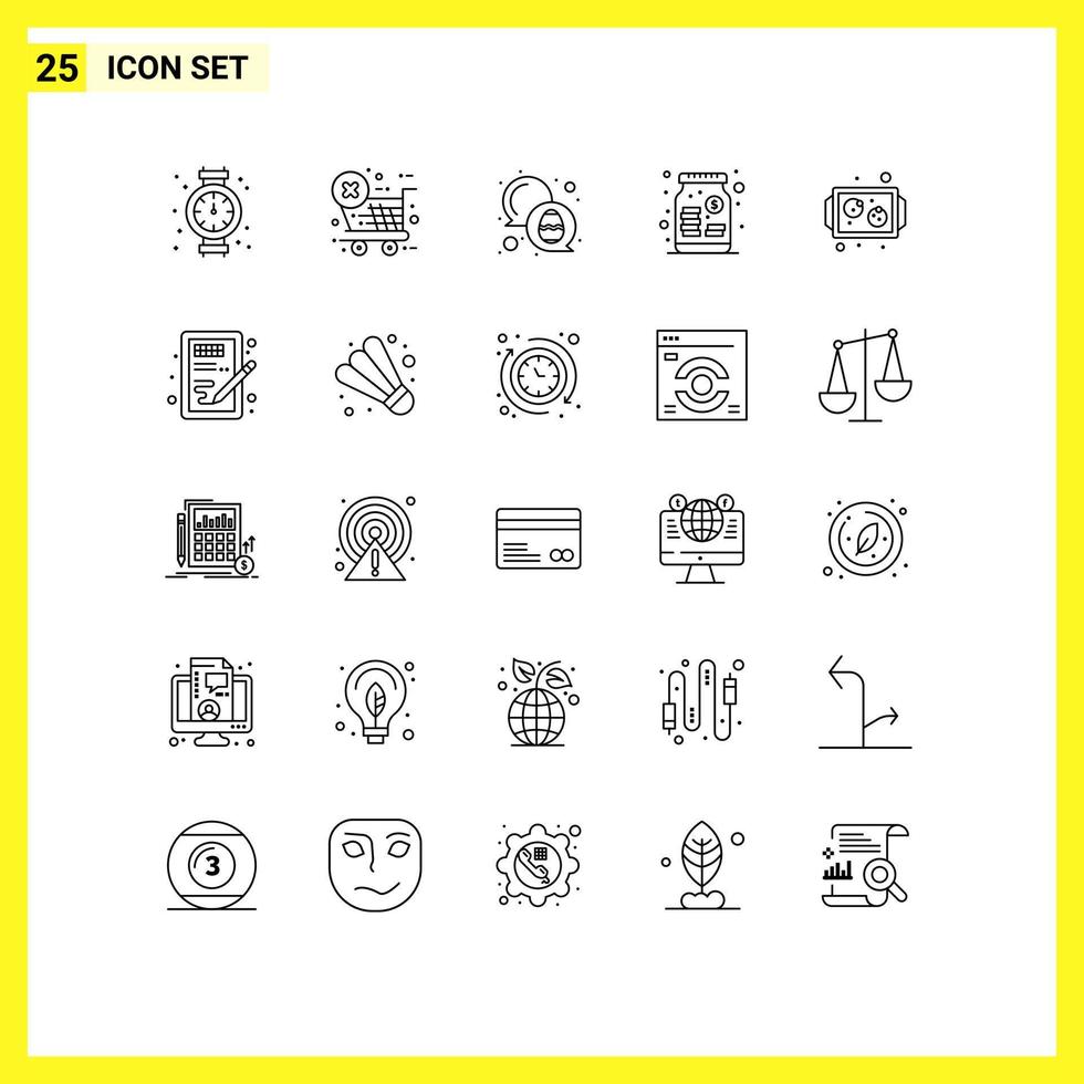 voorraad vector icoon pak van 25 lijn tekens en symbolen voor Koken bakken kleur geld geld bewerkbare vector ontwerp elementen