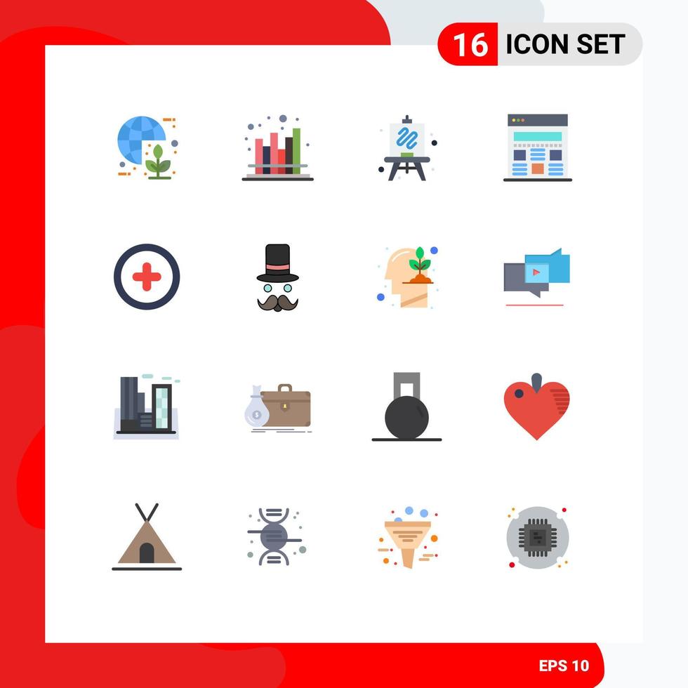 reeks van 16 modern ui pictogrammen symbolen tekens voor plus webpagina markt web hobby bewerkbare pak van creatief vector ontwerp elementen