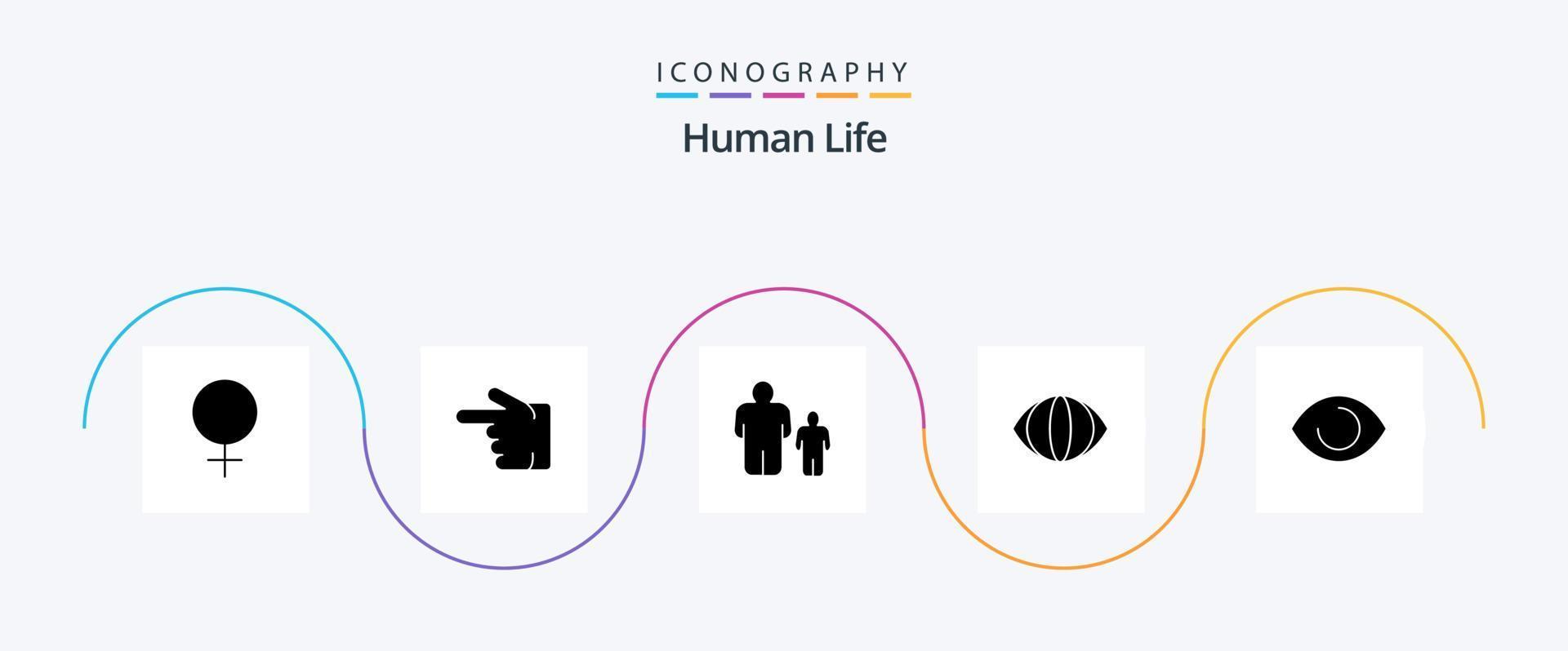 menselijk glyph 5 icoon pak inclusief visie. gezicht. familie. oog. gezicht vector