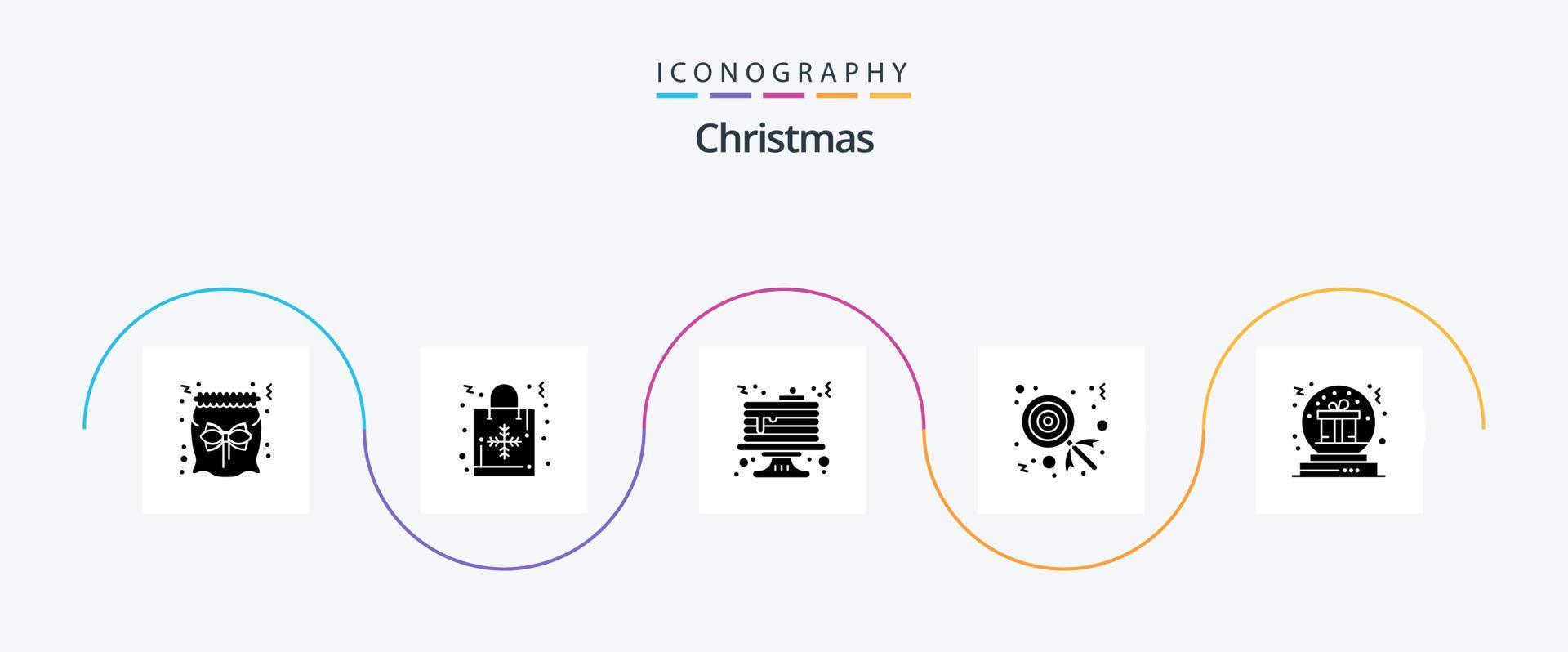 Kerstmis glyph 5 icoon pak inclusief kerstmis. Geschenk. ontbijt. lolly. snoep vector