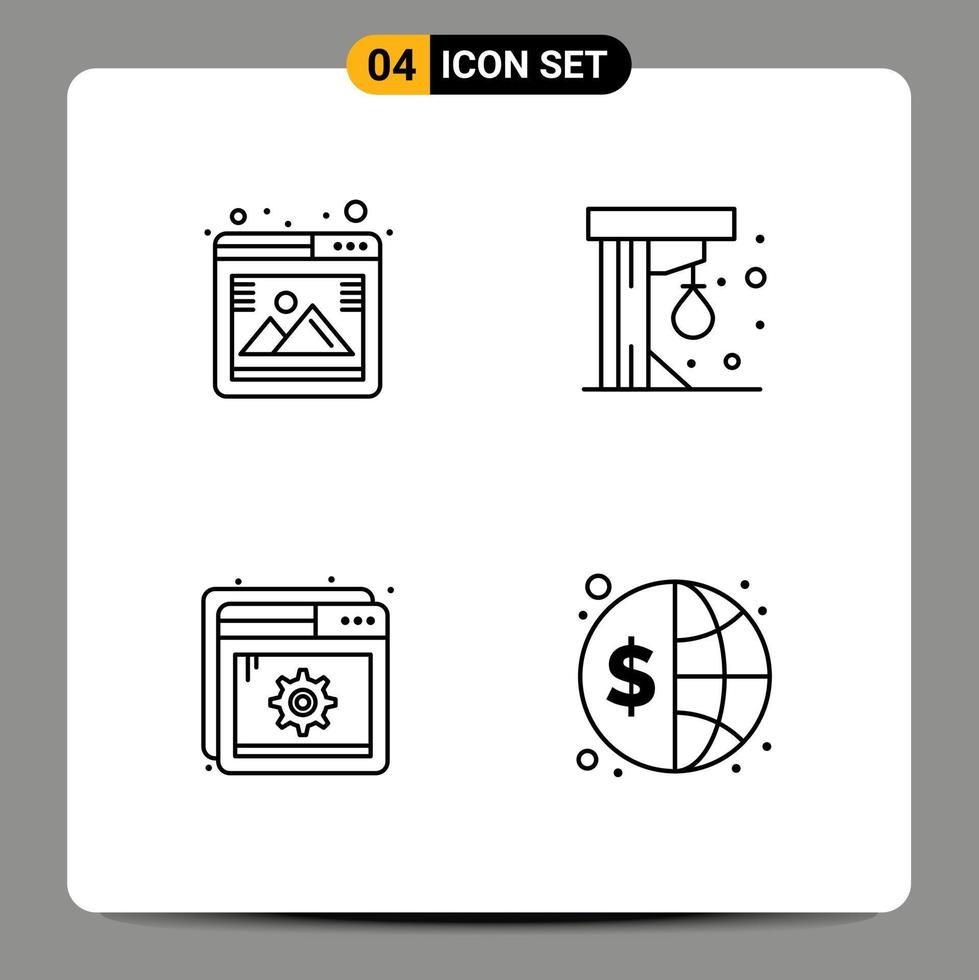 voorraad vector icoon pak van 4 lijn tekens en symbolen voor galerij optimalisatie browser spel instelling bewerkbare vector ontwerp elementen