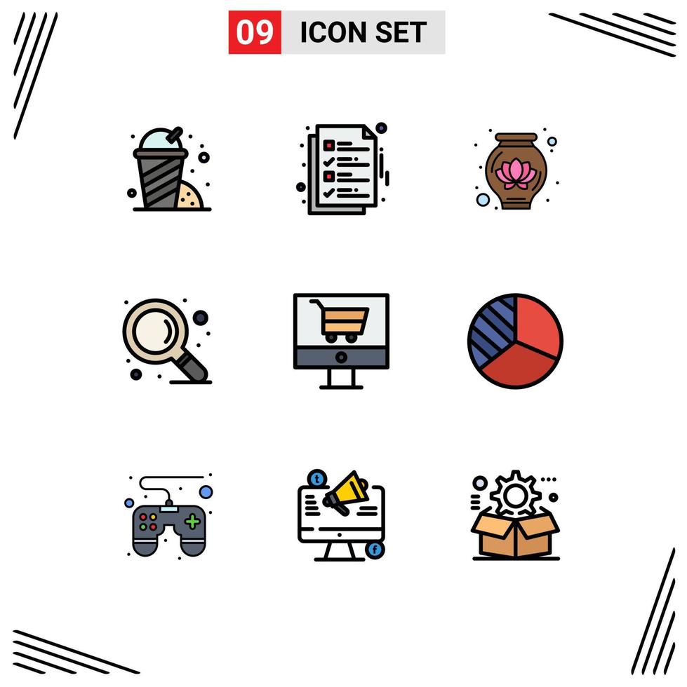 voorraad vector icoon pak van 9 lijn tekens en symbolen voor winkel ecommerce pot kar zoeken bewerkbare vector ontwerp elementen