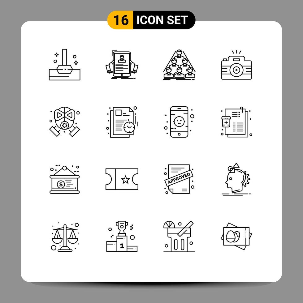 16 creatief pictogrammen modern tekens en symbolen van beeld foto team fotografie vergadering bewerkbare vector ontwerp elementen