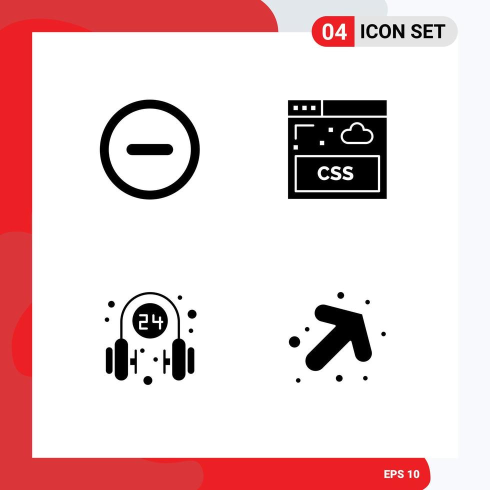 modern reeks van 4 solide glyphs pictogram van eenvoudig onderhoud internet koptelefoon pijl bewerkbare vector ontwerp elementen