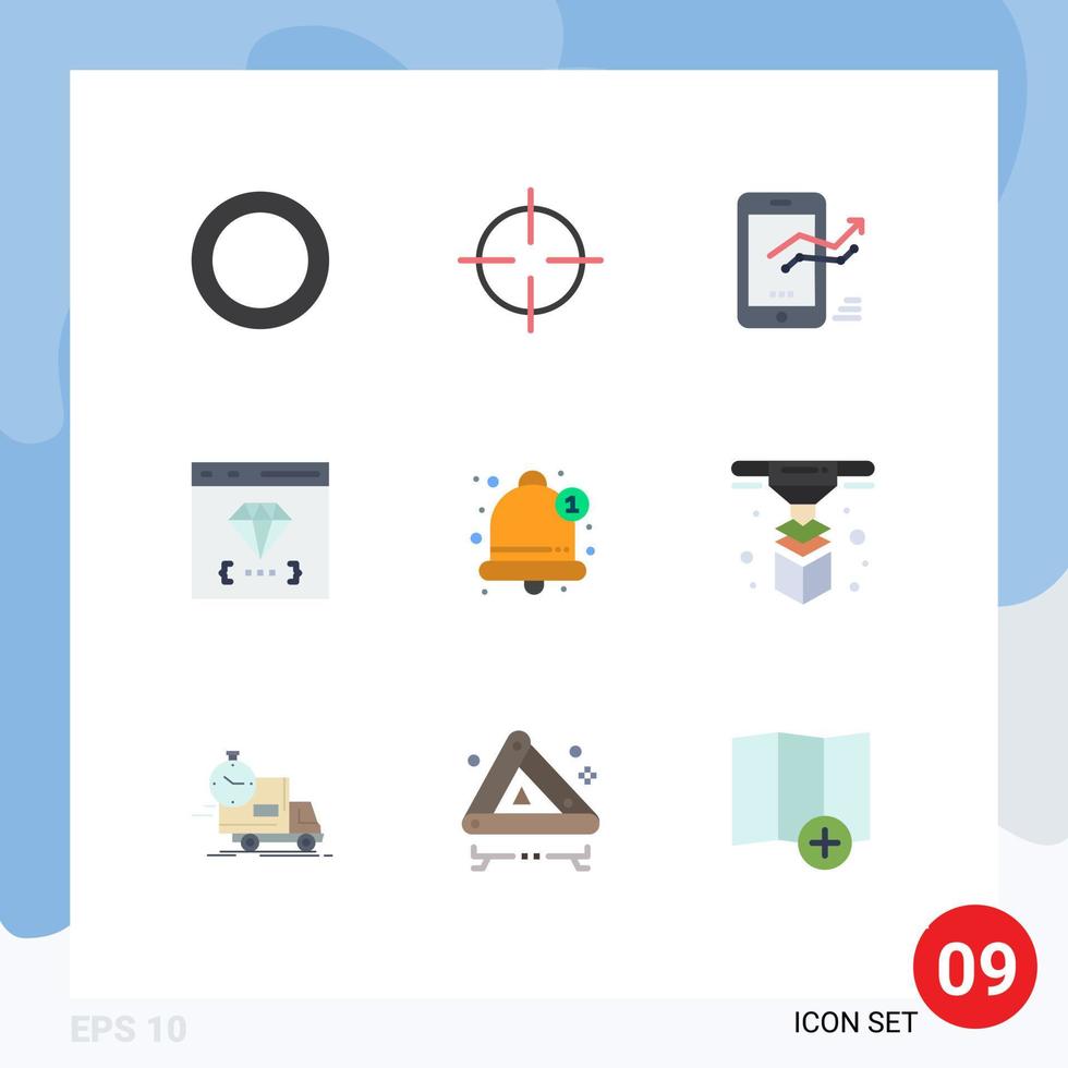 reeks van 9 vector vlak kleuren Aan rooster voor alarm ontwikkelen diagram codering app bewerkbare vector ontwerp elementen