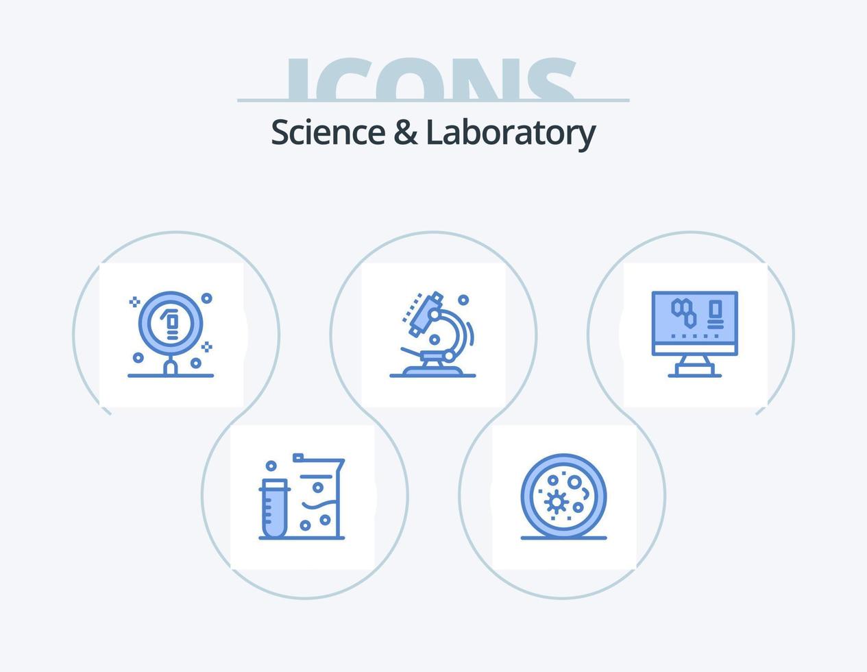 wetenschap blauw icoon pak 5 icoon ontwerp. biologie. microscoop. biologie. laboratorium. wetenschap vector