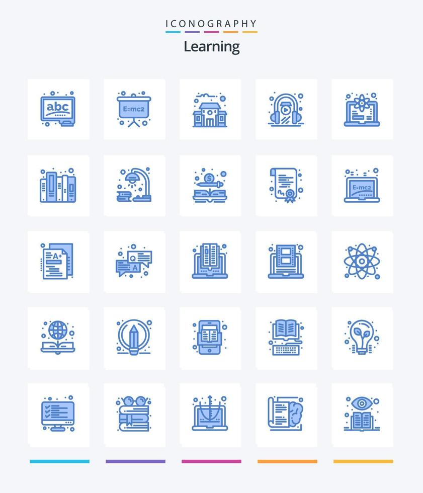 creatief aan het leren 25 blauw icoon pak zo net zo wetenschap. rang. onderwijs gebouw. computer. aan het leren vector