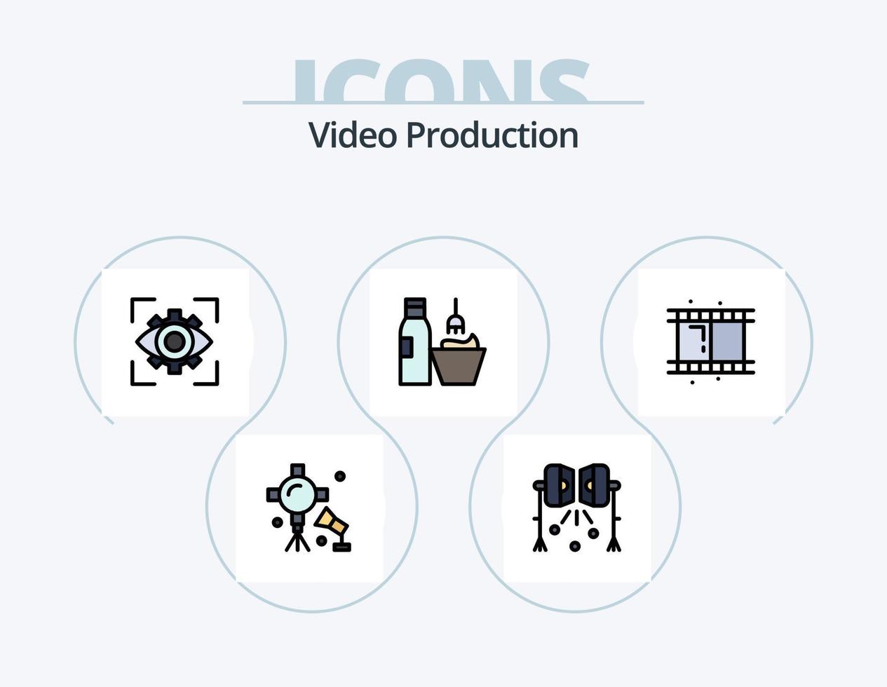 video productie lijn gevulde icoon pak 5 icoon ontwerp. verbeelding. gezichtsvermogen. spreker. productie. film vector
