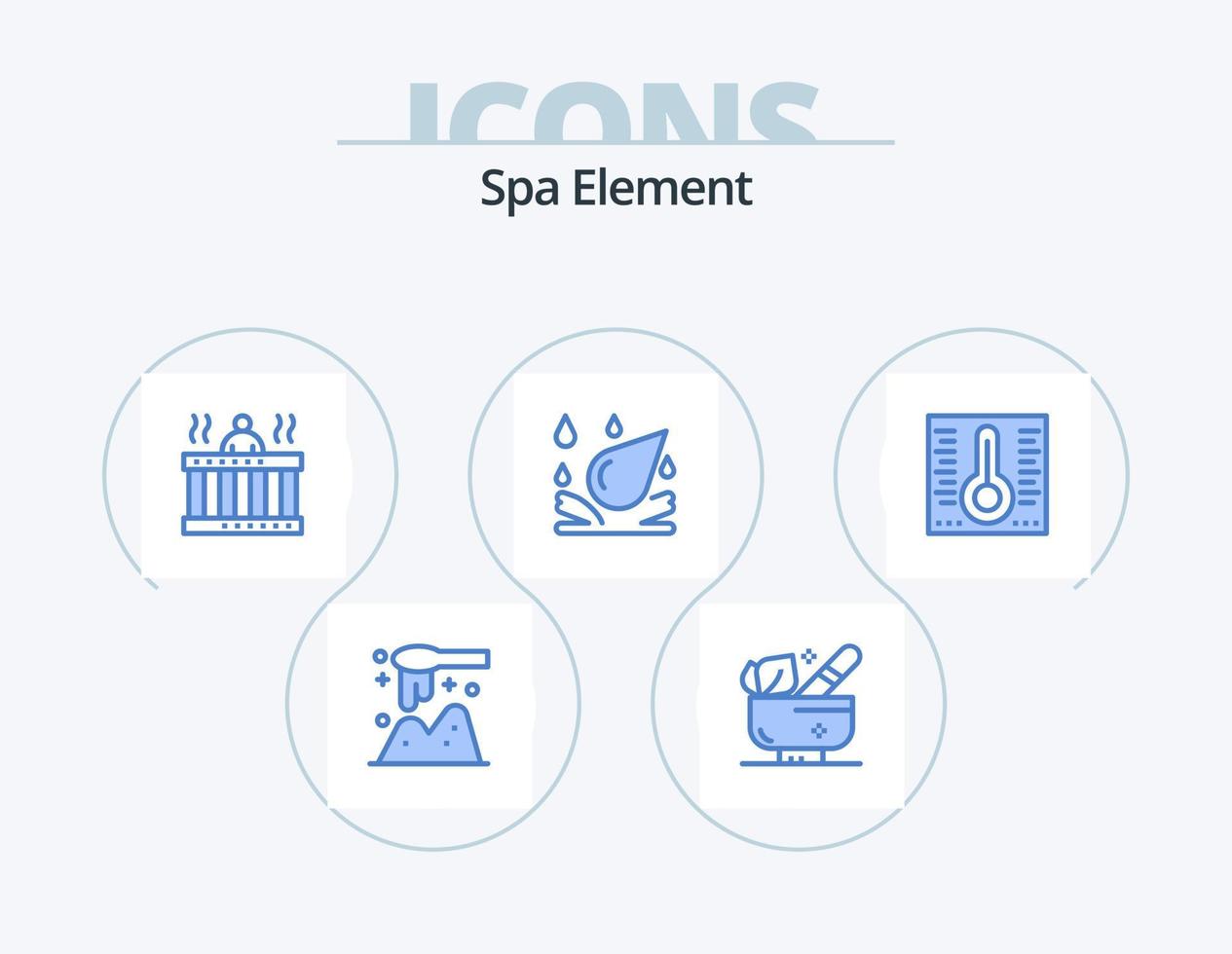 spa element blauw icoon pak 5 icoon ontwerp. temperatuur. element. heet. spa. veren vector