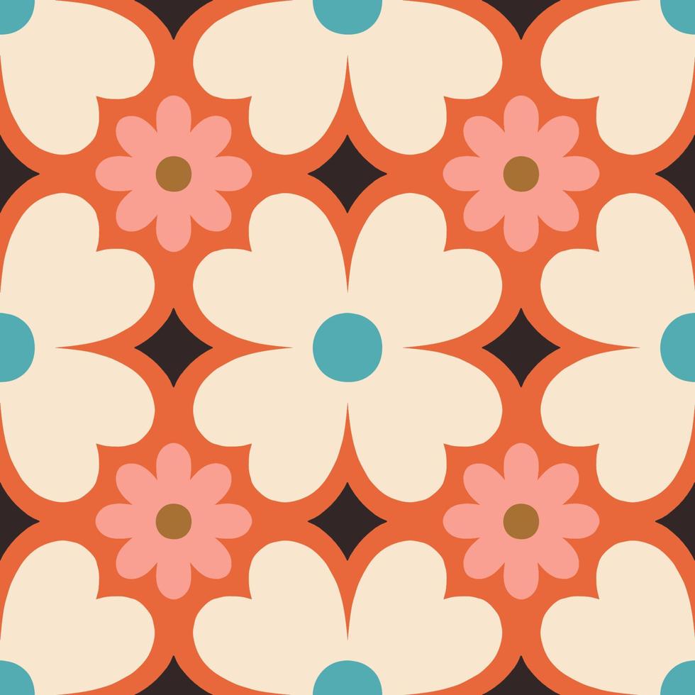 mooi naadloos structuur in retro stijl. abstract bloemen tegel in retro stijl. kleurrijk vector achtergrond met gemakkelijk bloemen. bloemen tegel patroon.