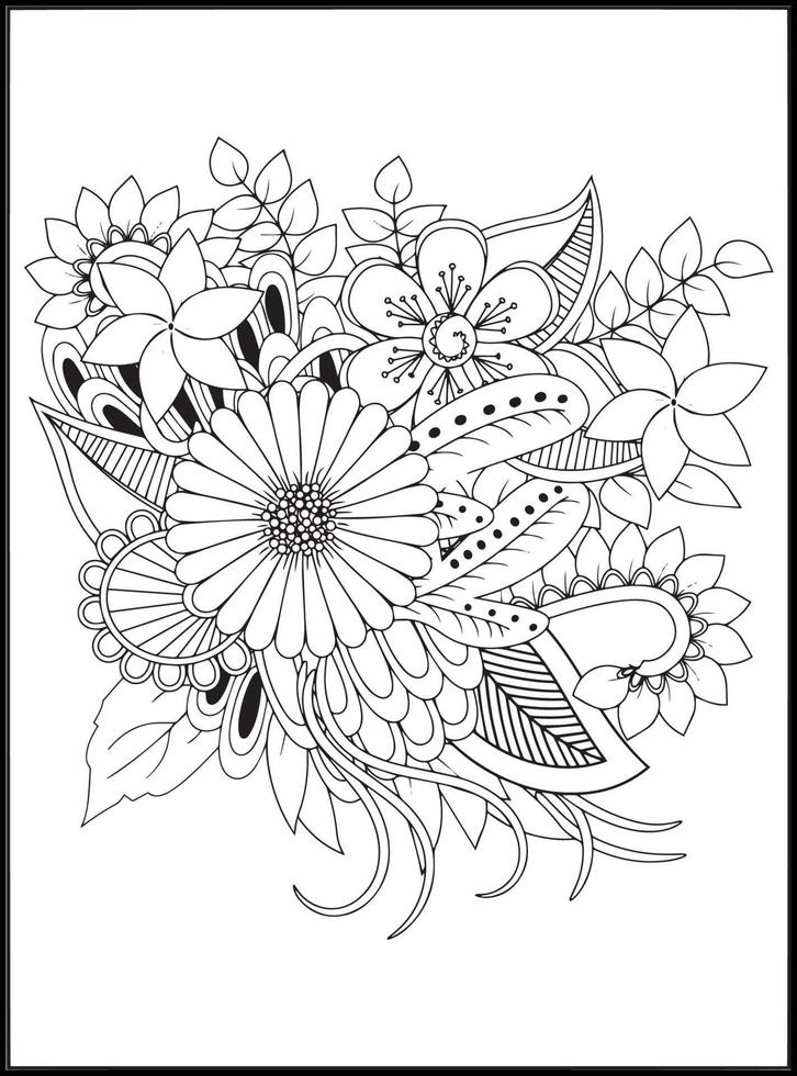 doodles bloemen kleur Pagina's vector