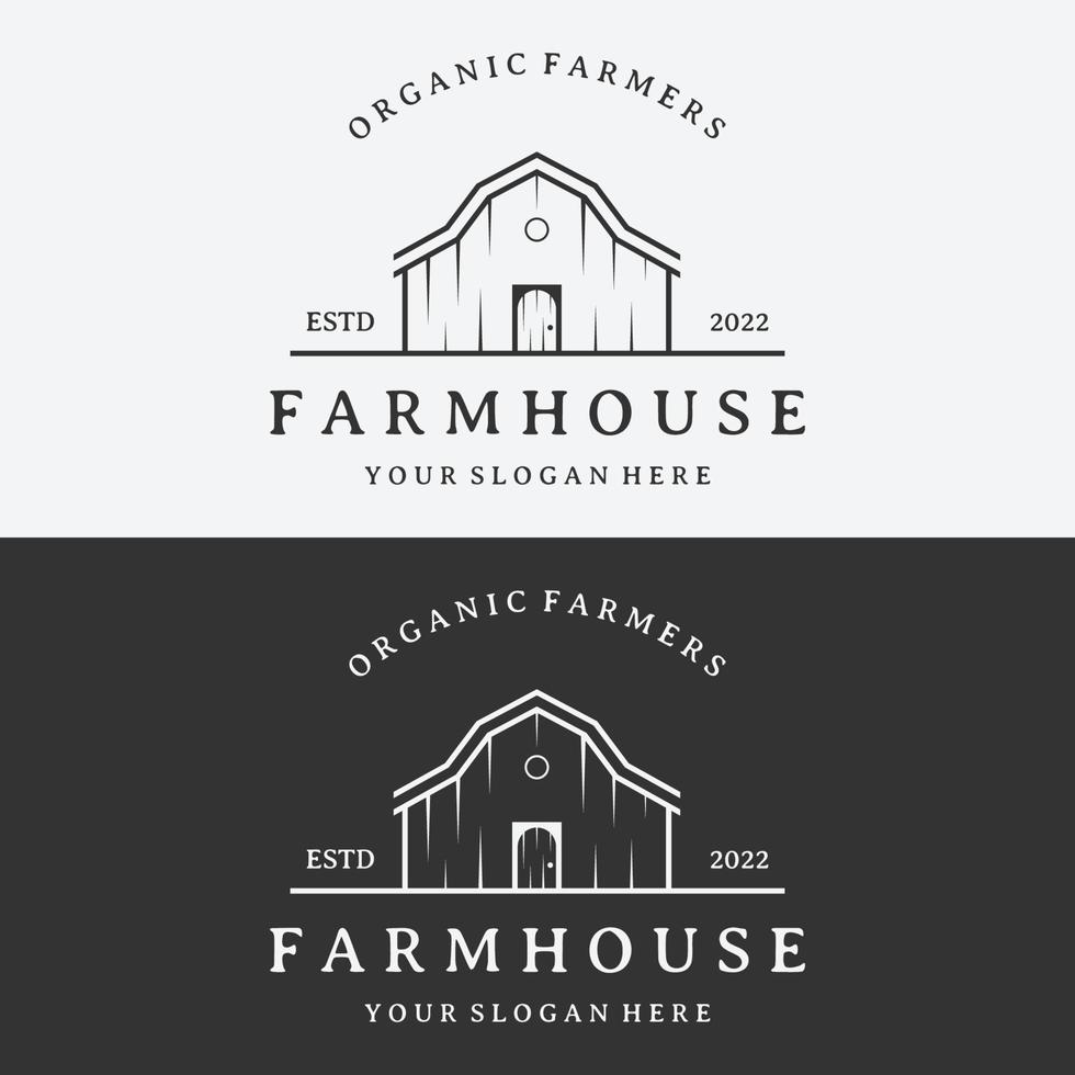 huis of schuur logo sjabloon ontwerp of biologisch boerderij schuur en wijnoogst dier boerderij huis.vintage land logo. vector