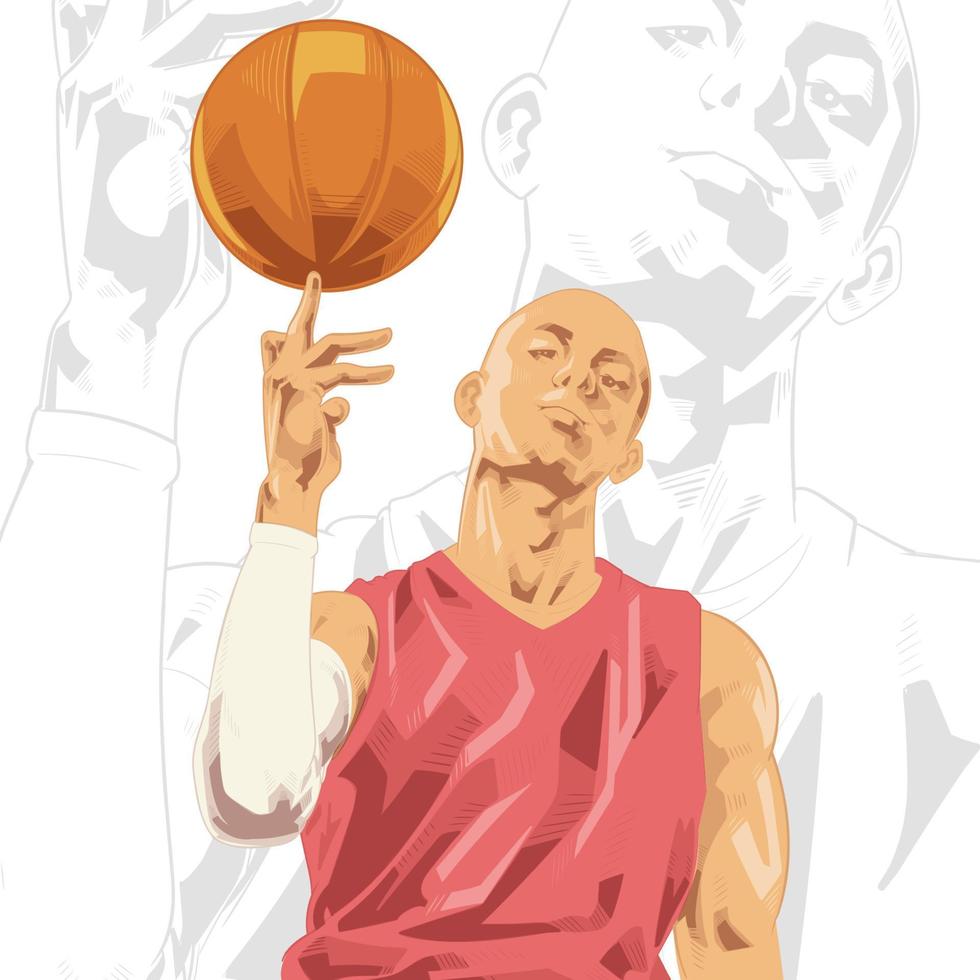 basketbal speler illustratie karakter in abstract stijl vector