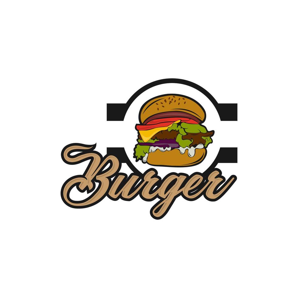 vector wijnoogst hamburger label. hand- getrokken monochroom snel voedsel illustratie. Super goed voor logo element, poster, icoon, sticker of label.