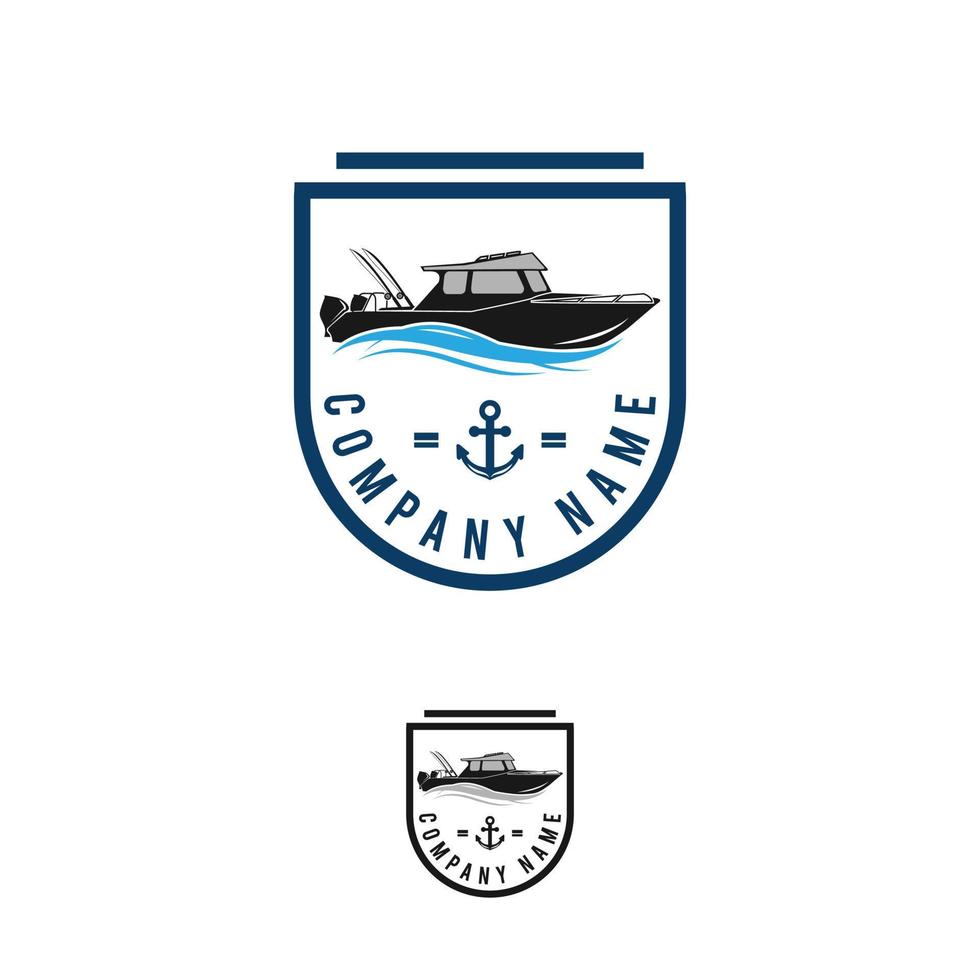 visvangst logo verzameling met visser Aan vis boot, visvangst boot logo sjabloon. vector illustratie eps.10