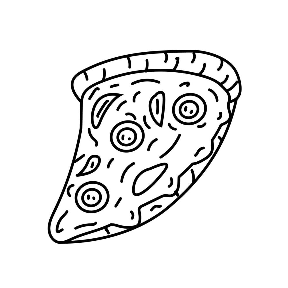 pizza pictogram. doodle hand getrokken of zwarte omtrek pictogramstijl vector