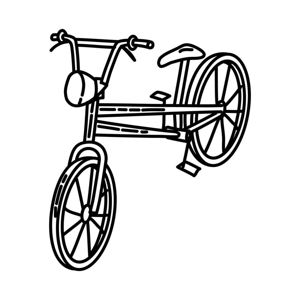 fiets strand pictogram. doodle hand getrokken of overzicht pictogramstijl vector